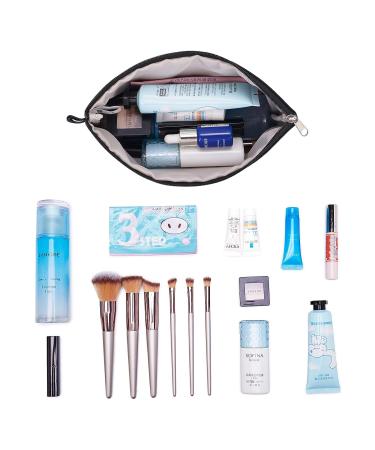 WANDF Pure Black Mini Makeup Bag Organizer - Water Resistant Cosmetic Pouch for Women, Ideal Girls Gift - Buy Online on GoSupps.com