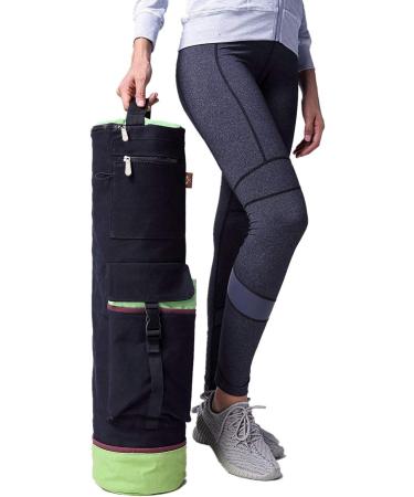 Healthyoga Full-Zip Yoga Mat Bag with Inner/Outer Pockets & Adjustable Strap - 28 X 7 - Black - Buy Online on GoSupps.com