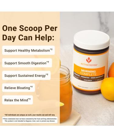 ACTIVATEDYOU Morning Complete Daily Wellness Greens Superfood Drink Mix for Gut Health w/Prebiotics Probiotics Antioxidants Green Superfoods 10 Billion CFUs 30 Servings (Citrus) Citrus 8 Ounce (Pack of 1) - Buy Online on GoSupps.com