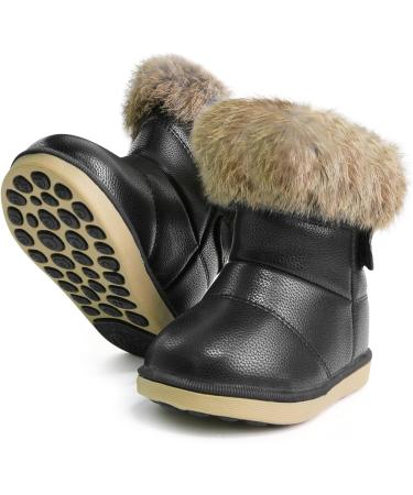 MINBEI Baby Girls Soft Leather Winter Snow Boots - Waterproof Toddler Girls Booties (8 UK Child, Pink/White/Rose Gold/Brown/Black) - Buy Online on GoSupps.com