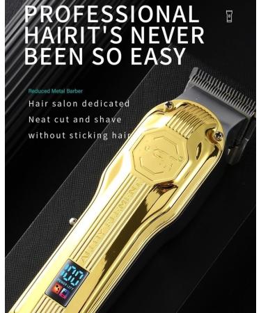 Hair Clippers for Men - Professional Full Metal LCD Electric Clipper Gold | Salon Quality Shaved Head Tool - Buy Online on GoSupps.com