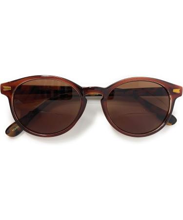 Drama Bifocal Reading Sunglasses for Men & Women - Round Style Dark Brown/Tortoise Amber +3.00 Strength - Stylish UV Protection - Buy Online on GoSupps.com