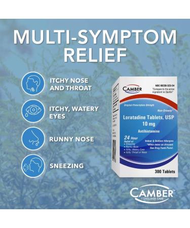 Camber Loratadine 10mg Allergy Pills Antihistamine 24 Hour Non Drowsy Allergy Relief (100 Tablets) - Buy Online on GoSupps.com