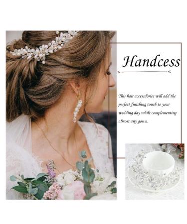 Handcess Pearl & Crystal Head Bars | Elegant Wedding Headdress for Brides & Bridesmaids | Rhinestone Hair Accessories in Silver - Buy Online on GoSupps.com