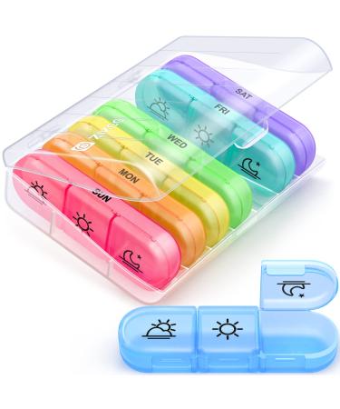 ZIKEE Weekly Pill Organizer 3 Times A Day, Compact Pill Box 7 Day with Roomy Pill Case and Sturdy Design for Managing Your Vitamins, Fish Oils, Supplements and Medications