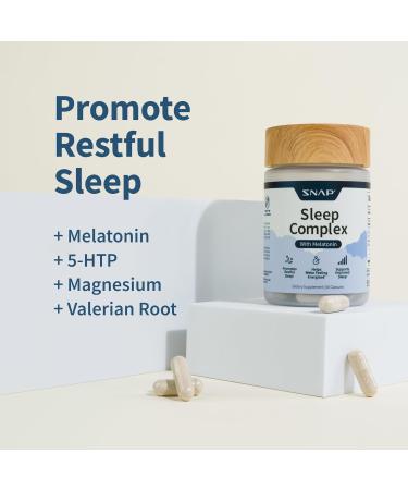 Snap Supplements Natural Sleep Aid with Melatonin & Valerian Root Supports Relaxation, Restful Deep Sleep & Nighttime Recovery 60 Capsules - Buy Online on GoSupps.com
