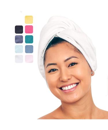 AQUIS Original Hair Wrap Microfiber Hair Drying - White 10x27 | Hands-Free Drying - Buy Online on GoSupps.com