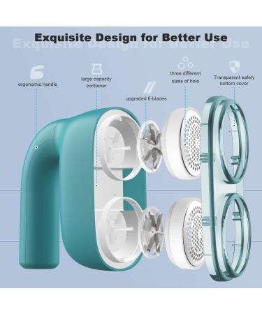Rechargeable Fabric Shaver & Lint Remover - Electric Fuzz Remover with 2 Blades & 180 Sheets Hair Roller (Green) - Perfect for Sweaters & Fuzz - Buy Online on GoSupps.com