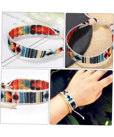 CALLARON 1pc Embroidered Ethnic Bracelet Tribal Jewelry Fabric Wirstlet Bracelets for Women Embroidered Wrist Chain Hand Bohemian Jewelry Rope Ribbon Cotton Rope Braided Rope Miss - Buy Online on GoSupps.com