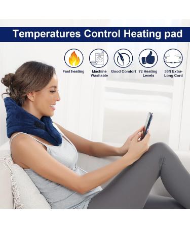ALDIOUS Hands-Free Electric Heated Neck Wrap for Pain Relief with 10-90 min Timer & 86-158 F Setting - Fast-Heating Thermal Dry Heat Therapy for Neck Pain - 8 x 29in Navy Blue - Buy Online on GoSupps.com