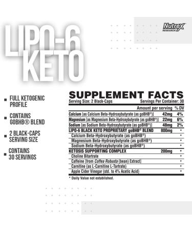 Nutrex LIPO-6 Black Keto Advanced - 60 Black-Caps for Weight Loss & Energy - Buy Online on GoSupps.com