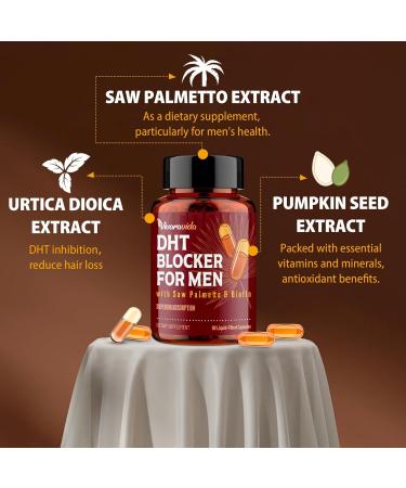 DHT Blocker for Men | Hair Growth Vitamins Supplement with Saw Palmetto & Biotin - Hair Regrowth - Natural Hair Loss Supplements Liquid-Filled - Proprietary Herbal Blends (180 Capsules) 90 Count (Pack of 2) - Buy Online on GoSupps.com