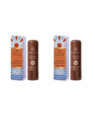 Prija Vegan Lip Balm with Jojoba Oil Shea Butter and Sunflower Wax Pampers your Lips Naturally Hydrating Lip Balm Stick 2 x 4.5ml