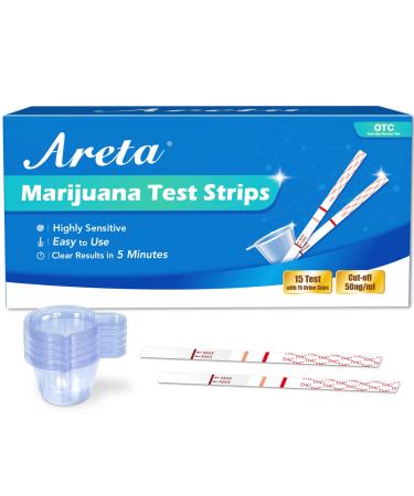 Areta Marijuana Test Strips: THC Drug Urine at Home Testing Kits for Over The Counter Use Result in 5 Minutes - Accurate Drug Screen Test 50ng/mL Cutoff Level - # ASTH-114C 15 Tests