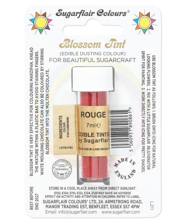 Sugarflair Rouge Blossom Tint Food Colouring and Dusting Powder Matt Finish Brush On or Mix with Rejuvenator Spirit to Create a One of A Kind Cake - 7ml