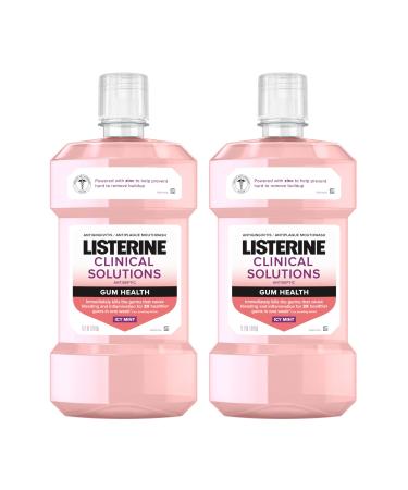 Listerine Clinical Solutions Gum Health Antiseptic Mouthwash Antigingivitis & Antiplaque Oral Rinse Kills Germs for Healthier Gums Reduces Gingivitis in 1 Week ICY Mint Twin Pack 1 L 2 Pack 34 Fl Oz (Pack of 2)