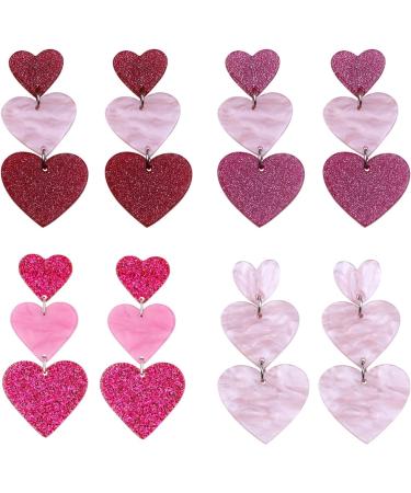 Feyley 3-Connect Heart Earrings | Vintage Acrylic Drop Jewelry for Girls & Ladies - 2023 Trendy Gift - Buy Online on GoSupps.com