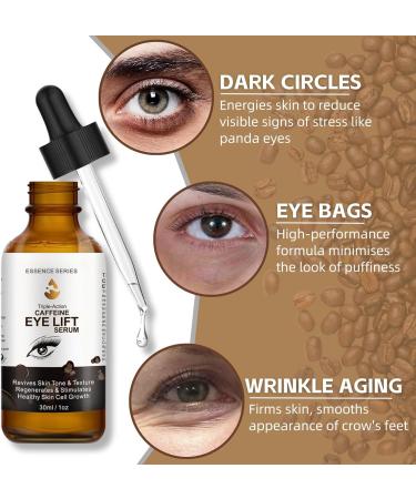 Caffeine Eye Serum Anti Aging Serum with EGCG Hyaluronic Acid Under Eye Cream for Dark Circles and Puffy Eyes Caffeine Eye Lift Serum Fade Fine Line Firming Eye Skincare 30ml - Buy Online on GoSupps.com