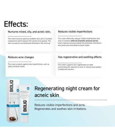 Dermo Regenerating Night Cream for Acne-Prone Skin - White Tea Extract for Acne Spots & Oil Control - 50ml - Buy Online on GoSupps.com