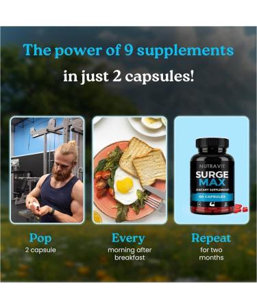 MAGICHOOD Nutravit Surge Maxx Official Formula for Energy Stamina and Performance Premium Formula to Support Overall Well-Being Natural ayurvedic Power Multi Vitamin - 60 Capsules - Buy Online on GoSupps.com