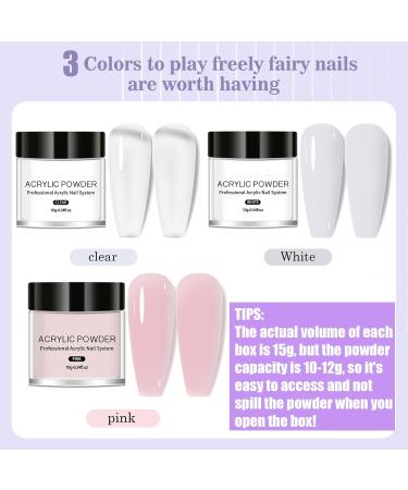 Acrylic Nail Kit Acrylic Powder Set For Acrylic Nail Extensions Colourful Acrylic Nail Set 3 Colours Pink Nude Clear Nails Acrylic Powder Set For Acrylic Nail Extensions - Buy Online on GoSupps.com