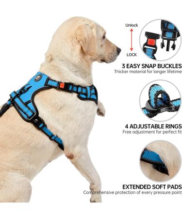 Nestroad Blue Dog Harness for Small Dogs - Padded Anti-Train Cushion Design Adjustable Size S (Neck 28-38cm Chest 38-53cm) with Reflective Strips - Buy Online on GoSupps.com