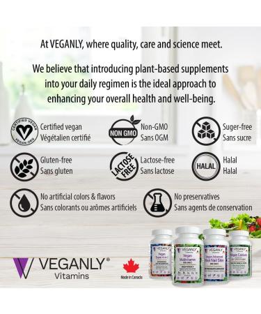 VEGANLY Vegan Multivitamin One-Daily for Plant-based Diets. 90 veg. tablets with high potency in B12 D3 Calcium Iron Zinc & more. Best for vegans and vegetarians. (NPN 80076962) - Buy Online on GoSupps.com