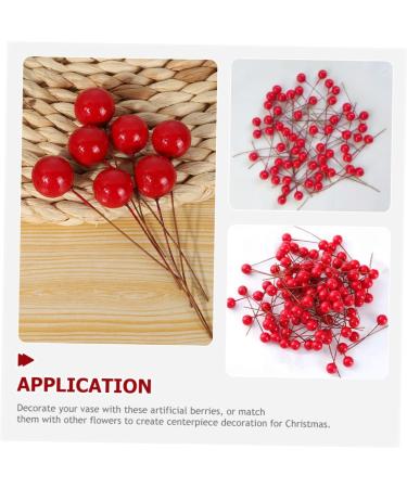 HOMSFOU 600 Pcs Artificial Berries Holly Berries Branch Artificial Red Berry Stem Artificial Holly Berries Round Ball Christmas Decor Christmas Tree Decorations Wreath Foam Cherry - Buy Online on GoSupps.com