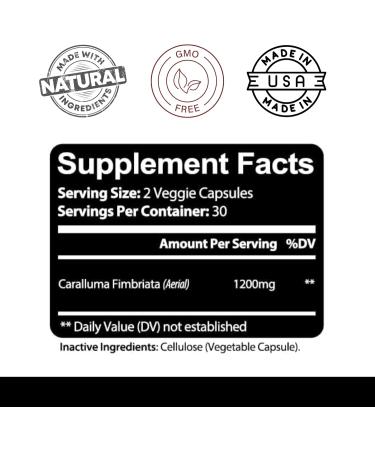 Kaya Naturals - Caralluma Fimbriata 1200mg High Potency Supplement | Maximum Strength Natural Endurance Support Vegetarian Capsules (60 Count) 60 Count (Pack of 1) - Buy Online on GoSupps.com