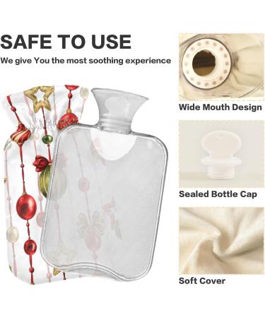 Christmas Bows Stars Hot Water Bottle with Cover - 2L Pain Relief & Cramps Heating Bag - International Shipping Available - Buy Online on GoSupps.com