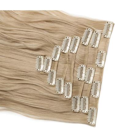 8PCS Clip in Hair Extensions 17 Inch Curly - Dark Blond/Bleach Blond Synthetic Hairpiece for Full Head - Buy Online on GoSupps.com
