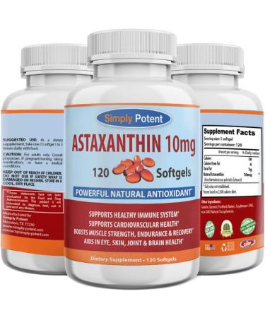Astaxanthin 10mg 120 Softgels, Almost Like Astaxanthin 12mg or 3 x Astaxanthin 4mg, Natural Astaxanthin Antioxidant Gel Cap Supplement Supports Joint, Heart, Brain, Skin, Eye & Muscle Fatigue Recovery