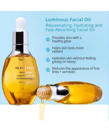 SKINN Anti-Aging Facial Oil Trio | Fine Lines & Wrinkles Skincare Gift Set - Luminous Firming Algae & Ayurvedic Blend - Lightweight Moisturizer & Hydrating Serum - Buy Online on GoSupps.com