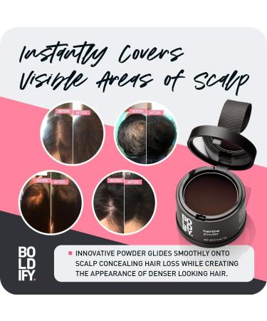 BOLDIFY Hairline Powder (Dark Brown) - Root Touch Up & Hair Loss Concealer for Thinning Hair - Stain-Proof Formula - Hair Toppers for Women & Men - Buy Online on GoSupps.com