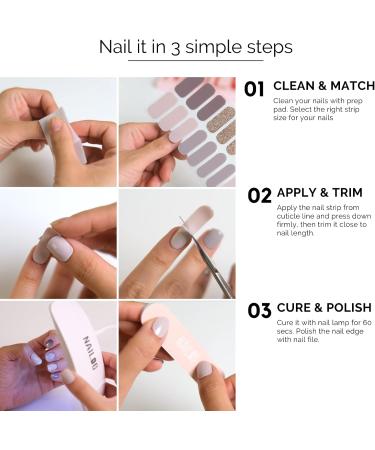 NAILOG Semi Cured Gel Nail Strips 34 pcs Salon-Quality Gel Nail Stickers Long Lasting Nail Wraps for Women with Soft Gel Finish Twilight - Buy Online on GoSupps.com