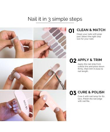 Nailog Semi Cured Gel Nail Strips - 34 Pcs Gel Nail Stickers | Buy 2 Get 1 UV Lamp | Long Lasting & Glossy Finish | Gradient Color Constellation - Buy Online on GoSupps.com