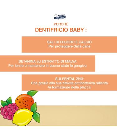 Pasta del Capitano Tuttifrutti Baby Toothpaste - Gentle Fluoride Formula for Kids 3+ 75ml - Made in Italy - Buy Online on GoSupps.com