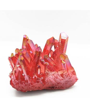 110g Natural Crystal Red Angel Aura Quartz Cluster specimens d Titanium Coating Quartz Cluster Decoration - Buy Online on GoSupps.com