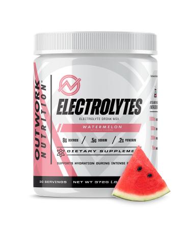 Outwork Nutrition Electrolytes Powder - Hydration Powder for Exercise Endurance & Muscle Cramp Relief - Instant Hydration Electrolyte Drink Mix - Watermelon Flavor 30 Serv Watermelon 13.12 Ounce (Pack of 1)