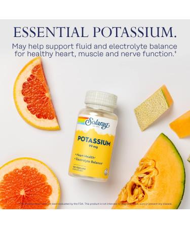 Solaray Potassium 99mg Supplement for Muscle, Nerve & Heart Health - 100 VegCaps | Electrolyte Balance Formula with 60-Day Money Back Guarantee - Buy Online on GoSupps.com