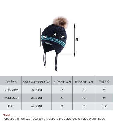 LANGZHEN Toddler Winter Hat Earflap Knit Cap Fleece Lined Beanie Navy-Pompon | Baby Boys Girls 1-2 Years - Buy Online on GoSupps.com