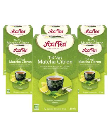 YOGI TEA, Organic Matcha Lemon Green Tea, Blend of Green Tea, Matcha, Lemongrass and Lemon, 102 (6x17) Tea Bags