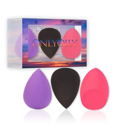 ONLYOILY 3 Piece Makeup Sponge Puff Makeup Blender foundation Sponge for Liquid Foundation Blending Blush Concealed and Creams (02)