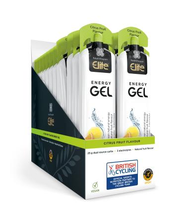 British Cycling Energy Gels | 25g Dual Source Fast Acting Carbs | 3 Electrolytes- Sodium Potassium & Calcium | Vegan (Citrus)
