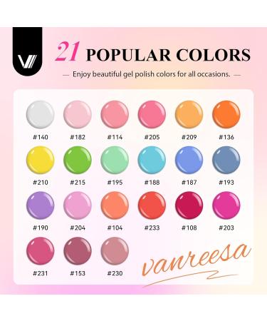 VANREESA 24 Pcs Gel Nail Polish Set - 21 Vibrant Colors with Base & Top Coats | Perfect DIY Nail Kit Gifts for Women - Macaroon Time - Buy Online on GoSupps.com