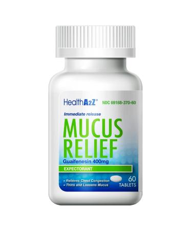HealthA2Z  Mucus Relief | Guaifenesin 400mg | 60 Tablets | Immediate Release