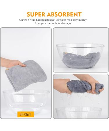 Kinhwa Bamboo Microfiber Turban Towel Set - Quick-Drying Hair Towel for All Hair Types | 3 Pieces Gray Pink Purple | Super Absorbent 25x65cm - Buy Online on GoSupps.com