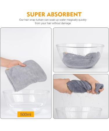 Kinhwa Bamboo Microfiber Hair Turban Towel - Quick-Drying Super Absorbent Soft Hair Towel for All Hair Types - 3 Piece Set Gray 25x65cm - Buy Online on GoSupps.com