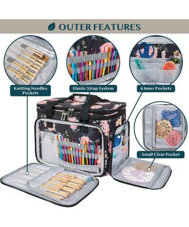 Pavilia Knitting Bag Yarn Storage Tote - Crochet Organizer with Dividers for Knitting Accessories, Yarn, Needles, Hooks - Soft Rose - Buy Online on GoSupps.com