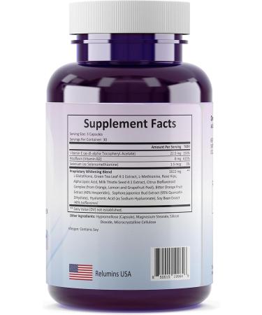Relumins 1650mg L-Glutathione Complex with Hyaluronic Alpha Lipoic Rose HIPS Vitamin E & Riboflavin Self-Care Essential Your Radiant Skin Starts Here Made in USA 90 Caps With Hya 90 Count (Pack of 1) - Buy Online on GoSupps.com
